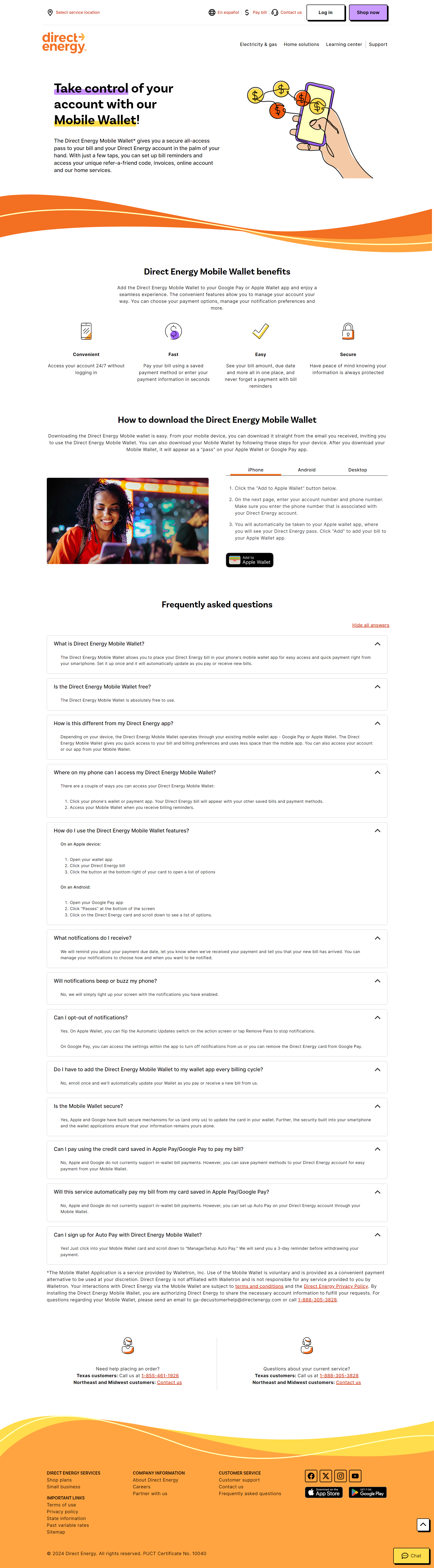 Mobile Wallet landing page